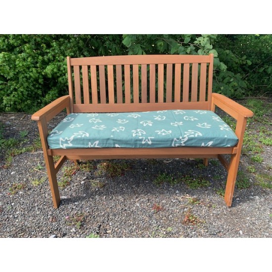 5ft Clearance Bench Cushion - Green with Cream Leaf