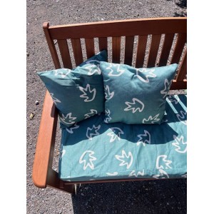5ft Clearance Bench Set with Side Pillows - Green with Cream Leaf