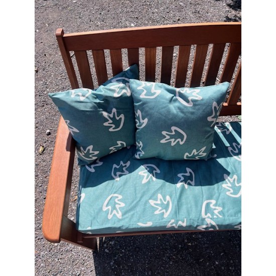 5ft Clearance Bench Set with Side Pillows - Green with Cream Leaf