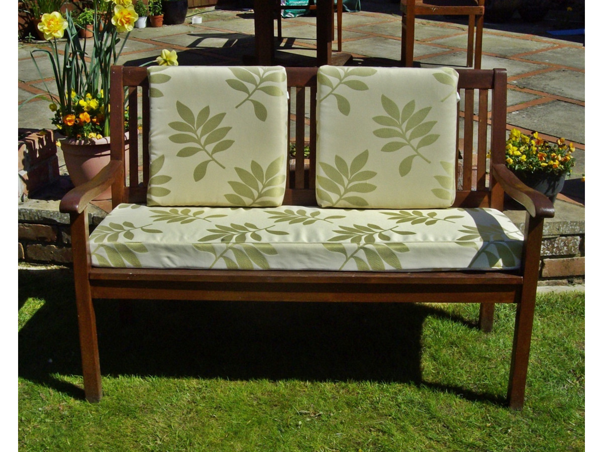 Garden Bench Cushion Set Including Back Pads Green Leaf Pet N Home