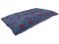 Fleece Dog Bed Cushion With Waterproof Base - Grey with Red Stars
