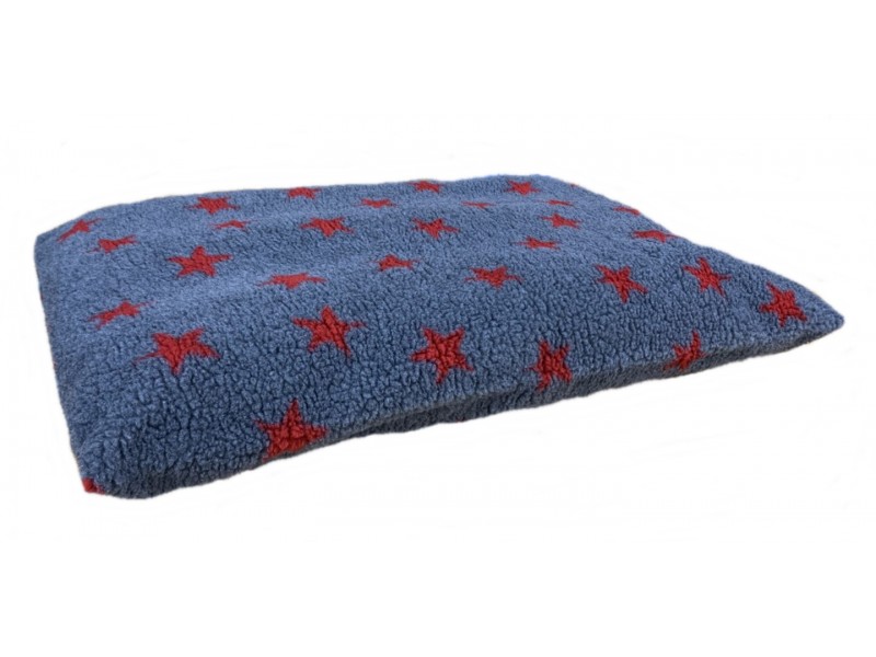 Grey with Red Stars - Sherpa Fleece Dog Bed Cushion