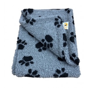 Grey with Black Paws - Double Layered Sherpa Fleece Dog Blanket 