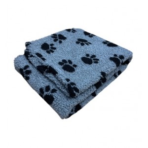 Grey with Black Paws - Double Layered Sherpa Fleece Dog Blanket 