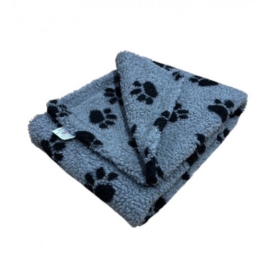 Grey with Black Paws - Double Layered Sherpa Fleece Dog Blanket 