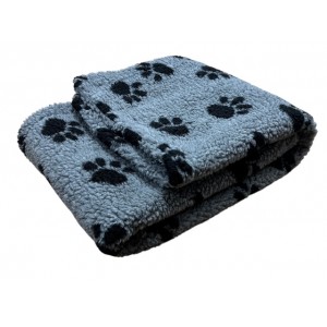 Grey with Black Paws - Double Layered Sherpa Fleece Dog Blanket 