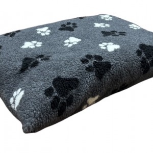 Grey with Black & White Paws - Sherpa Fleece Dog Bed Cushion