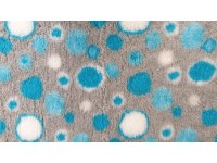 PnH Veterinary Bedding - NON SLIP - RECTANGLE - Grey with Blue Circles