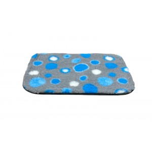 Non Slip Vet Bedding - BINDED - Grey with Blue Circles