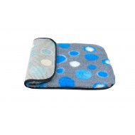 Non Slip Vet Bedding - BINDED - Grey with Blue Circles