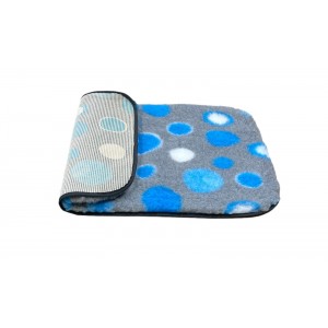 Non Slip Vet Bedding - BINDED - Grey with Blue Circles