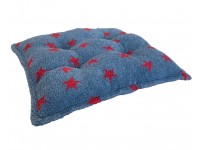 Sherpa Fleece Square Pet Cushion - Grey with Red Stars