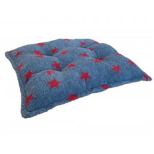 Sherpa Fleece Square Pet Cushion - Grey with Red Stars Sherpa Fleece Square Pet Cushion - Grey with Red Stars