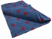 Deluxe Sherpa Fleece Lap Blanket - DOUBLE LAYERED - Grey with Red Stars