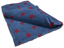 Deluxe Sherpa Fleece Lap Blanket - DOUBLE LAYERED - Grey with Red Stars