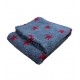 Deluxe Sherpa Fleece Lap Blanket - DOUBLE LAYERED - Grey with Red Stars