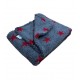 Deluxe Sherpa Fleece Lap Blanket - DOUBLE LAYERED - Grey with Red Stars