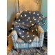 Deluxe Sherpa Fleece Lap Blanket - DOUBLE LAYERED - Grey with White Stars