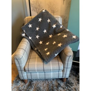 Deluxe Sherpa Fleece Lap Blanket - DOUBLE LAYERED - Grey with White Stars Deluxe Sherpa Fleece Lap Blanket - DOUBLE LAYERED - Grey with White Stars