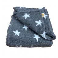 Grey with White Stars - Double Layered Sherpa Fleece Dog Blanket 