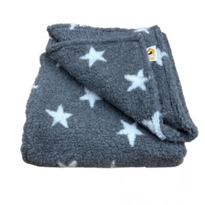 Grey with White Stars - Double Layered Sherpa Fleece Dog Blanket 