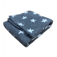 Grey with White Stars - Double Layered Sherpa Fleece Dog Blanket 