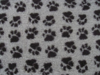 PnH Veterinary Bedding - NON SLIP - RECTANGLE - Grey with Black Paws