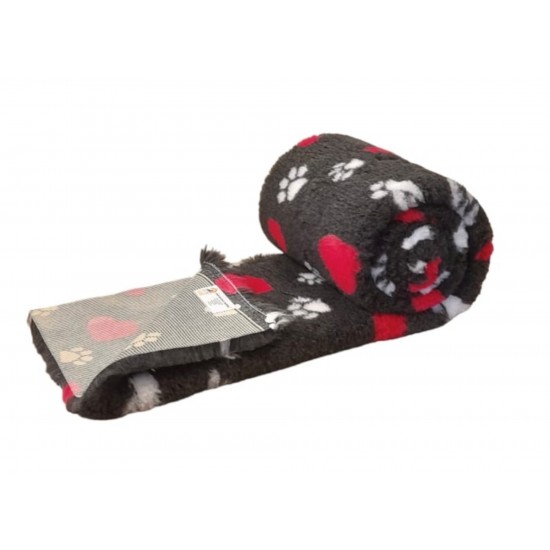 Clearance PnH Veterinary Bedding - NON SLIP - Charcoal Hearts & Paws - 189cm x 38cm