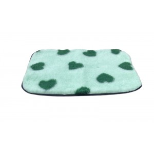 Non Slip Vet Bedding - BINDED - Mint with Green Hearts
