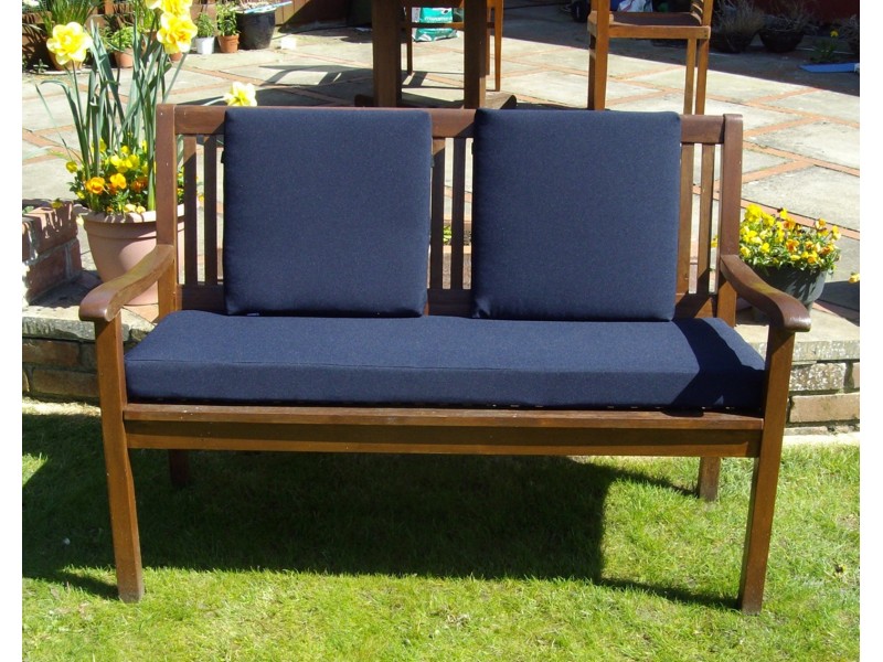 Garden Bench Cushion Set Including Back Pads - Navy Blue