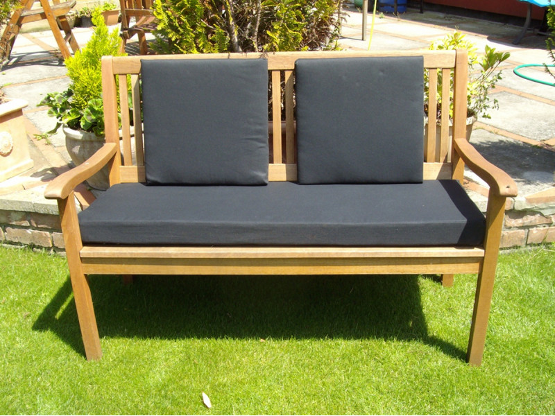 Garden Bench Cushion Set Including Back Pads - Black