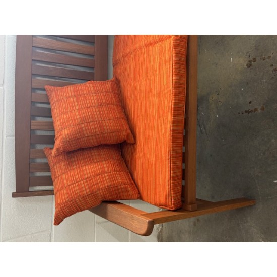 4ft Clearance Bench Set with Side Pillows - Orange Stripe