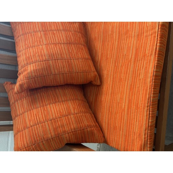 4ft Clearance Bench Set with Side Pillows - Orange Stripe