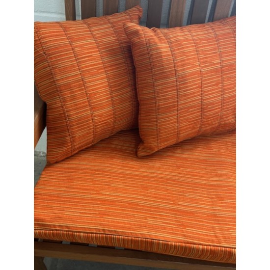 4ft Clearance Bench Set with Side Pillows - Orange Stripe