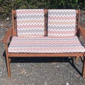 Garden Bench Cushion with Optional Sets - Orange Zig Zag