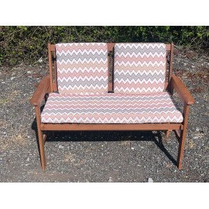 Garden Bench Cushion with Optional Sets - Orange Zig Zag