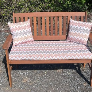 Garden Bench Cushion with Optional Sets - Orange Zig Zag