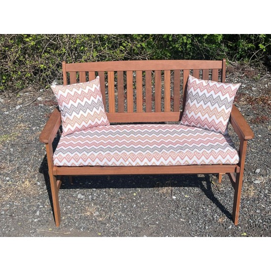 Garden Bench Cushion with Optional Sets - Orange Zig Zag