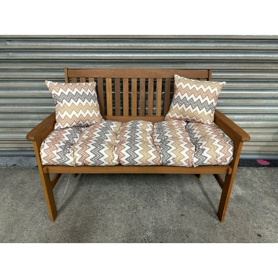 Blown Fibre Garden Bench Cushion -  Orange Zig Zag