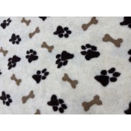 Cream Paws & Bones Double Layered Sherpa Fleece Dog Blanket