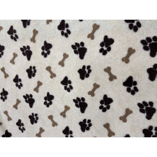 Sherpa Fleece Quilted Dog Pad - Cream Paws & Bones Sherpa Fleece Quilted Dog Pad - Cream Paws & Bones