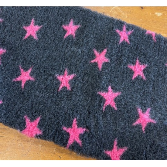 Clearance PnH Veterinary Bedding - NON SLIP - Charcoal with Pink Stars - 75cm x 50cm