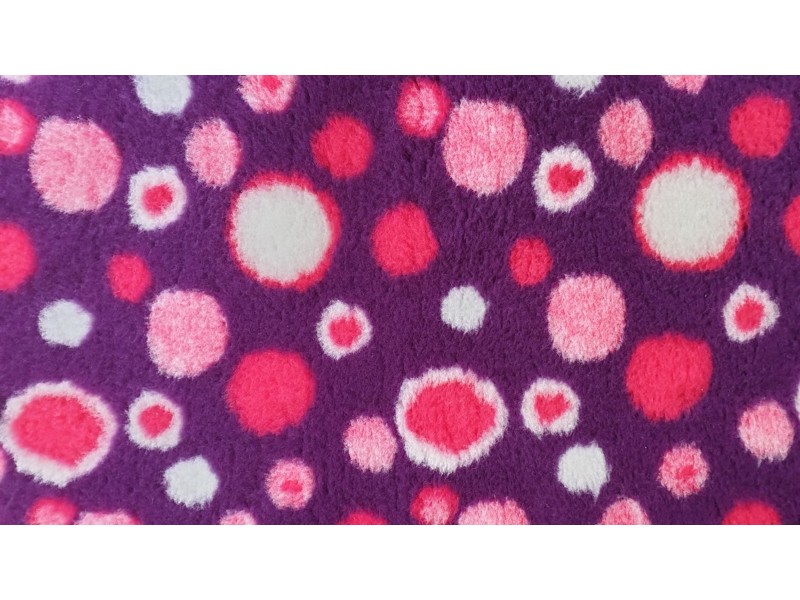PnH Veterinary Bedding - NON SLIP - SQUARE - Purple with Pink Circles