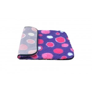 Non Slip Vet Bedding - BINDED - Purple with Pink Circles