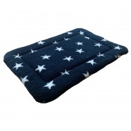 Sherpa Fleece Quilted Dog Pad - Blue with White Stars
