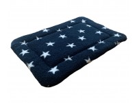Sherpa Fleece Quilted Dog Pad - Blue with White Stars