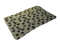 Sherpa Fleece Quilted Dog Pad - Cream Pawprints