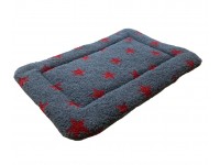 Sherpa Fleece Quilted Dog Pad - Grey with Red Stars