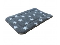 Sherpa Fleece Quilted Dog Pad - Grey with White Stars