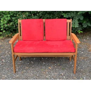 Garden Bench Cushion with Optional Sets - Crimson Red Faux Suede Garden Bench Cushion with Optional Sets - Crimson Red Faux Suede